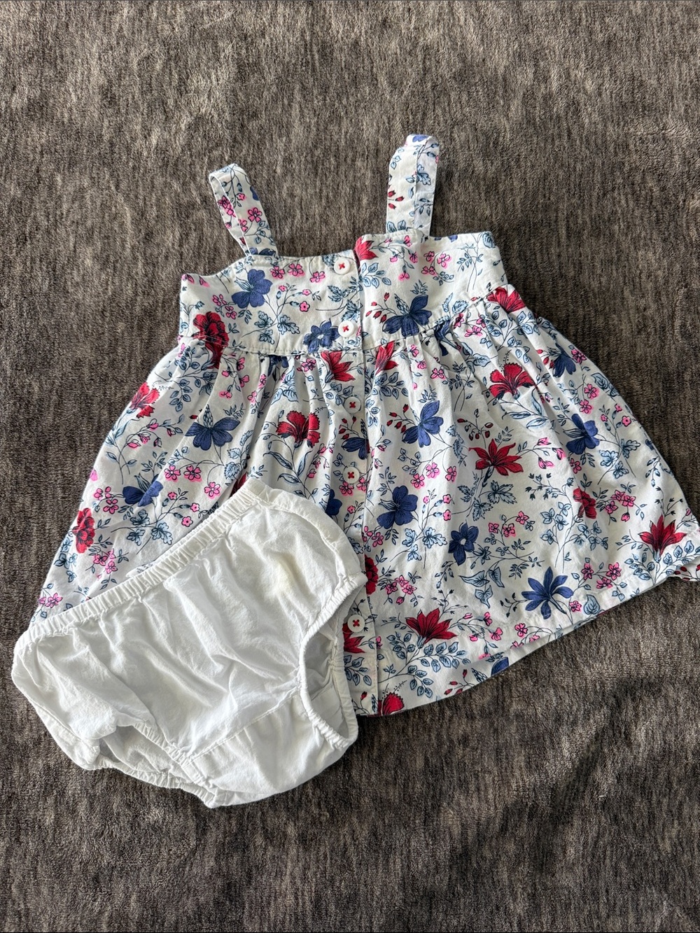 BabyGap Floral Sundress and Bloomers - White with Red, Pink & Blue Flowers
